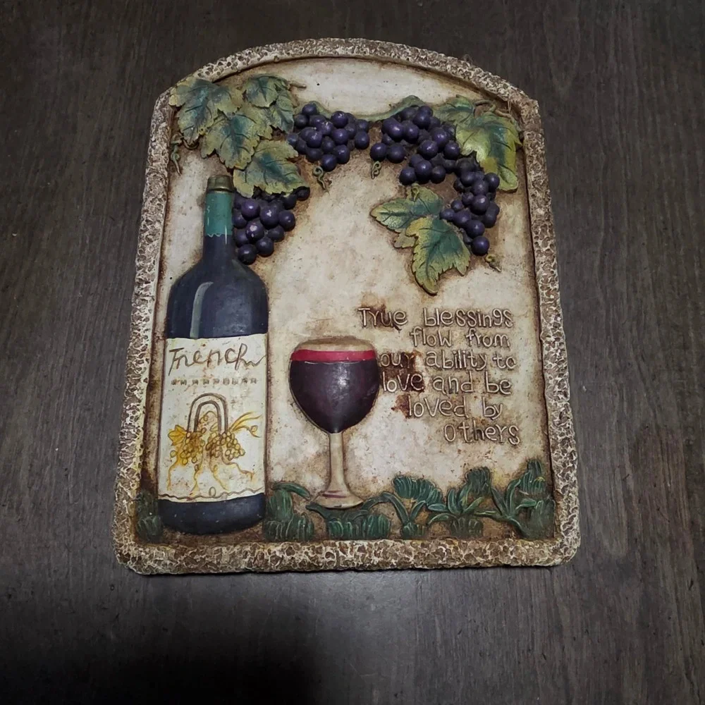 Unbranded Wine Wall Plaque 3D Relief Grape Vineyard quote Wall decor
